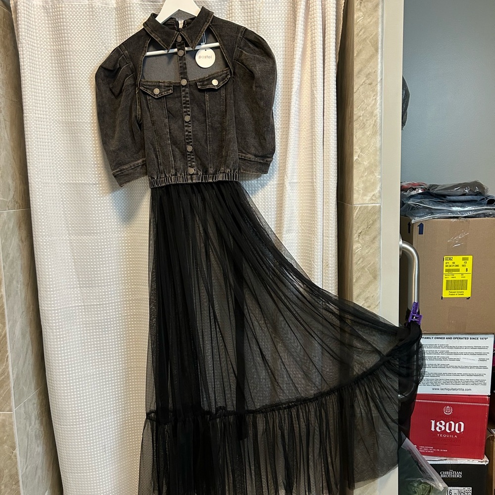 Tulle Denim Dress NEW WITH TAGS